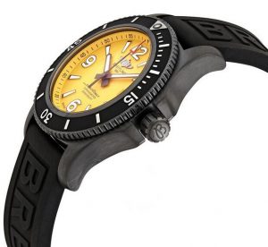 1:1 replication watches are obviously shown with yellow dials and black bezels.